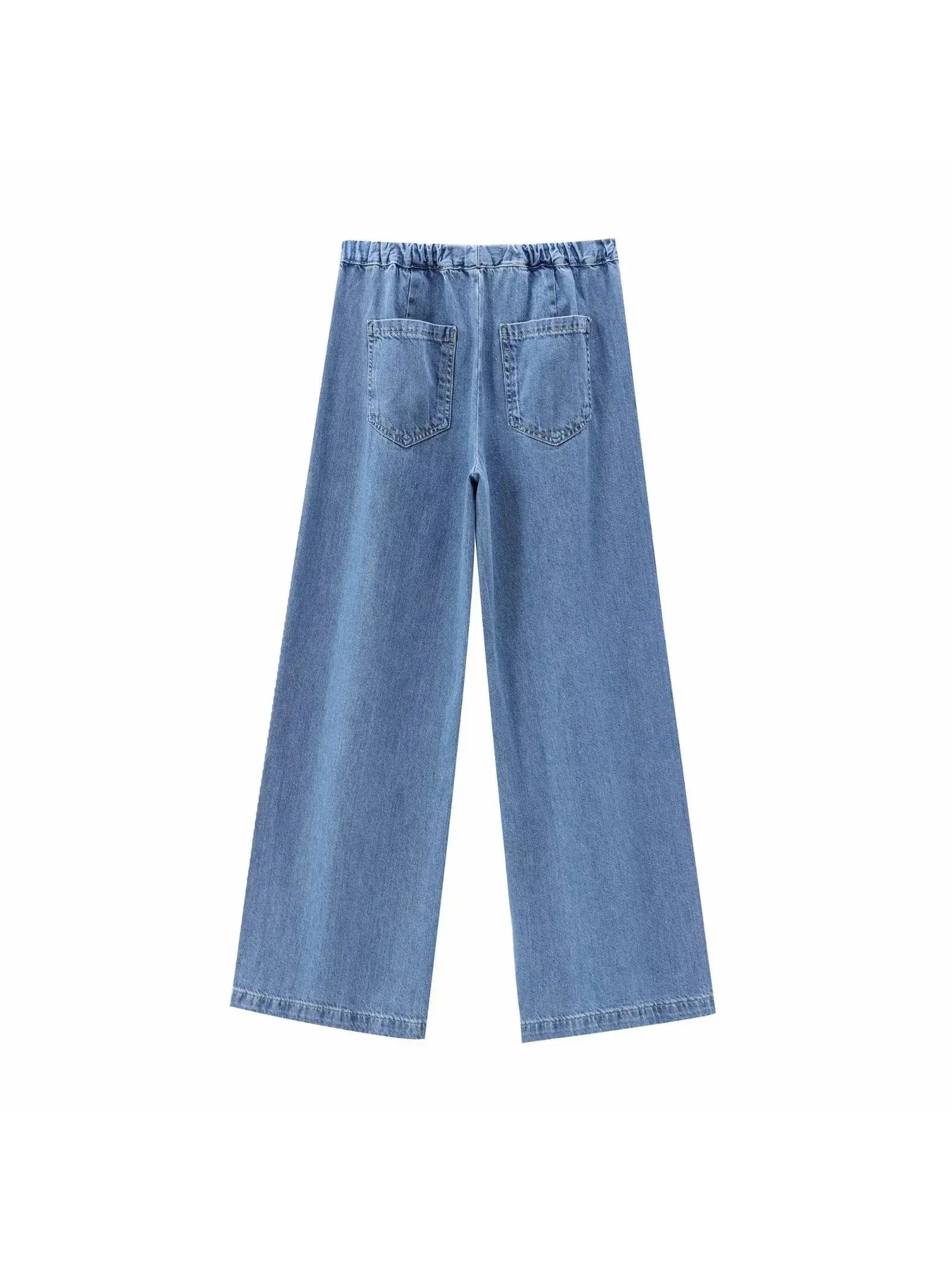 Denim Jacket Top & Pants Coord Set with Elastic Belt