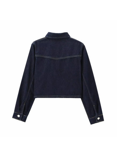 Denim Jacket Top & Pants Coord Set with Elastic Belt