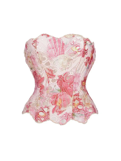 Valencia Mesh Lace Tie Back Tube Top