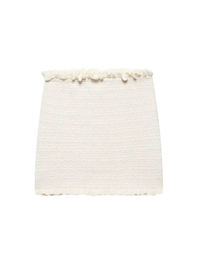 Knitted Tube Top & High Waist Pleated Skirt