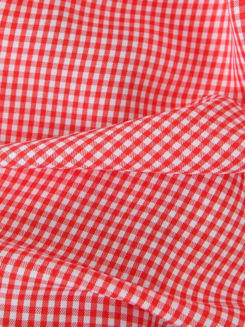 Gingham Print Short Dress With Adjustable Straps