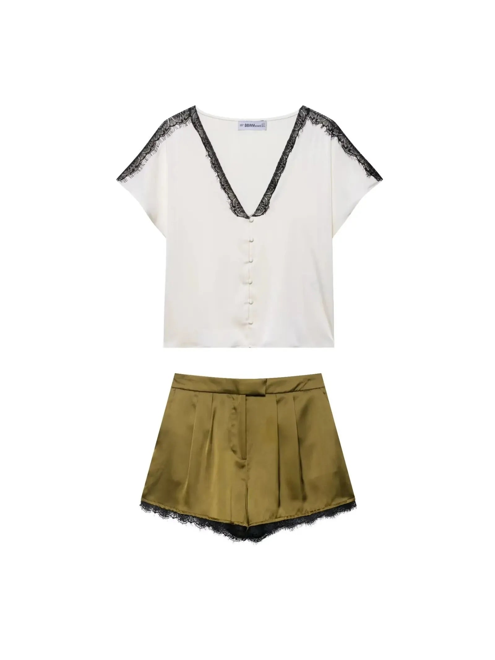 Camila Lacey Crop Top & with Shorts Coord Set