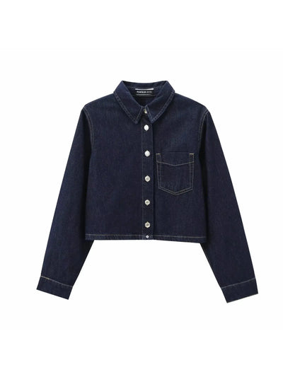 Denim Jacket Top & Pants Coord Set with Elastic Belt