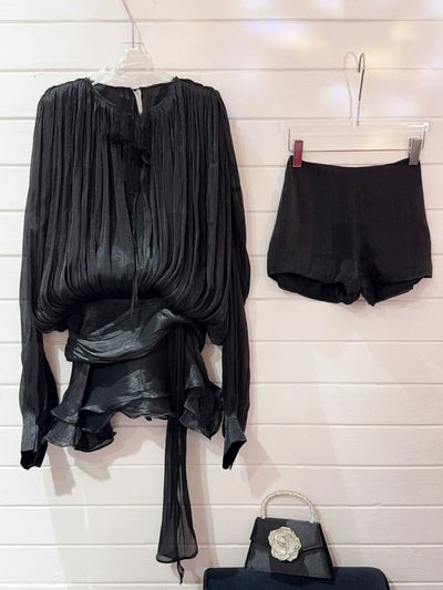 Lyla Bell Sleeve Ruffle Tail Dress with Shorts Coord Set