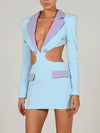 Blue/ Pink Cutout Blazer Dress