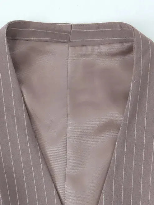 Striped Vest Waist Coat & pants Coord Set with Belt