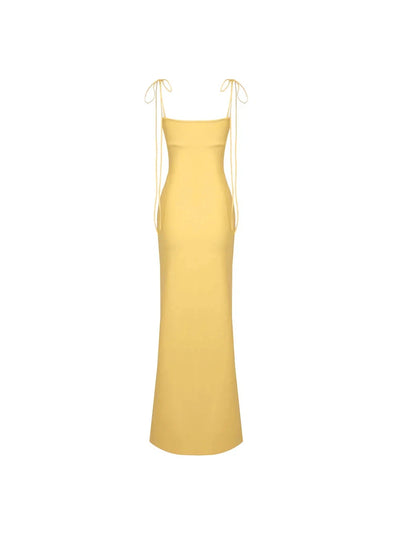 Tied Spaghetti Strap Cutout Flare Maxi Dress