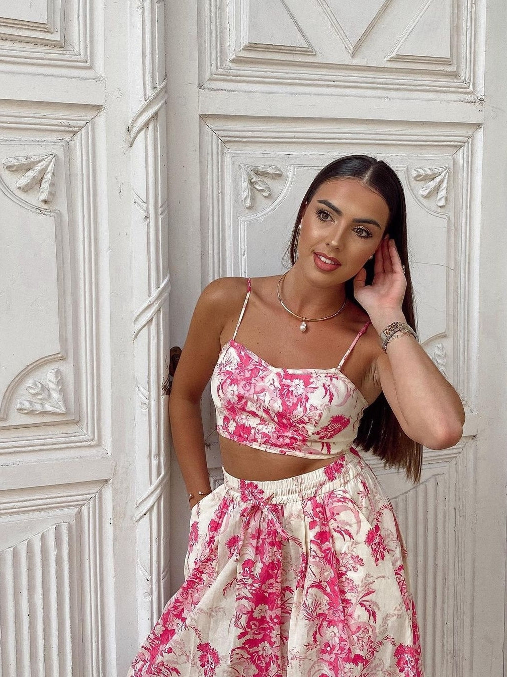 Spaghetti Strap Cami Top & Skirt Coord Set