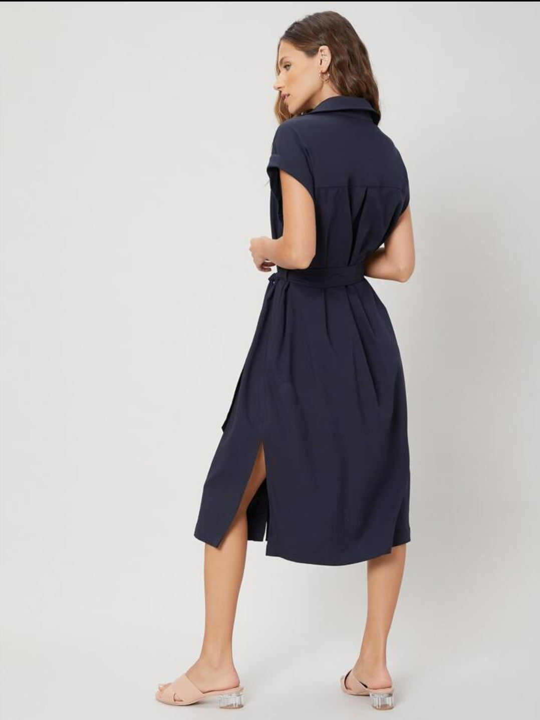 Navy Blue Sleeveless Casual Dress