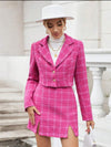 Pink Plaid Blazer & Skirt Coord Set