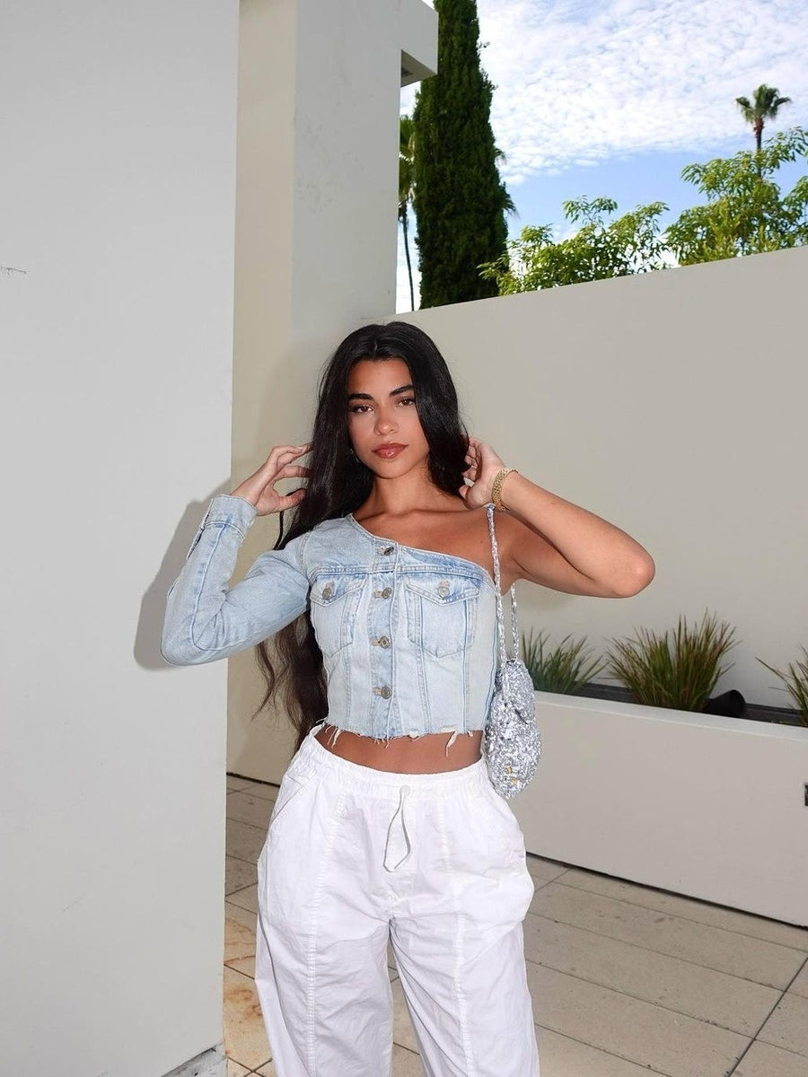 One Shoulder Denim Top