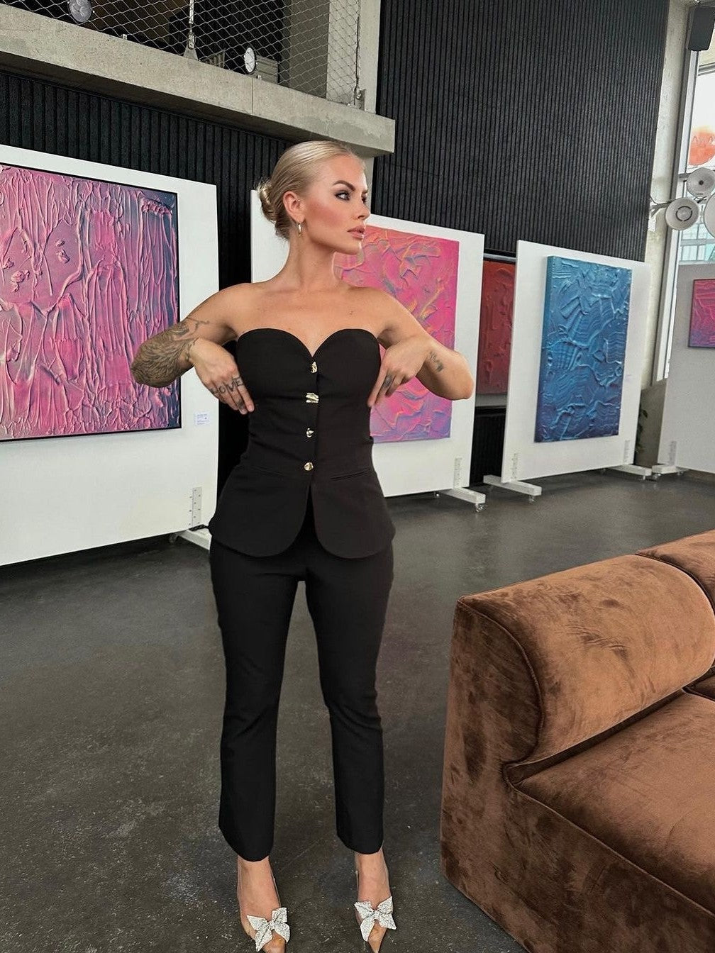 Black Tube Top & Pants Jumpsuit