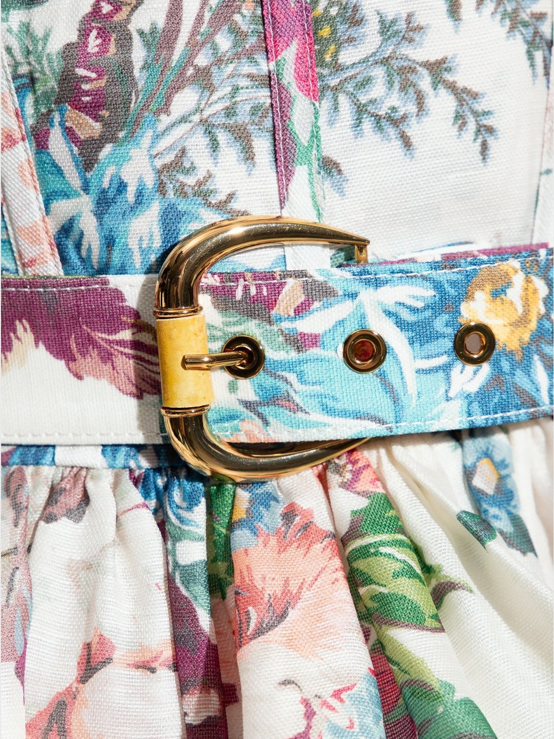 Floral Print Tied Strap Mini Dress with Belt