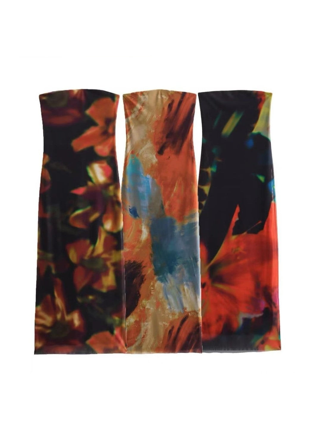 New Strapless Tie & Dye Print Tube Tulle Dress