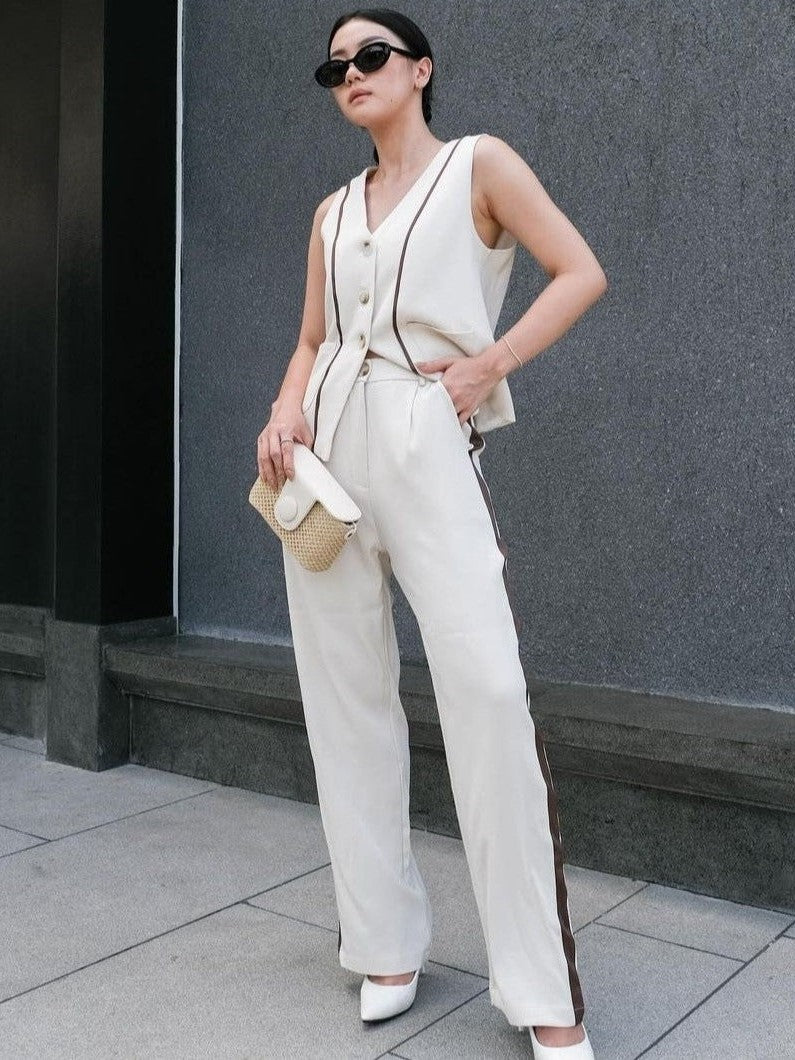 Striped Waistcoat Vest & Pants Coord Set