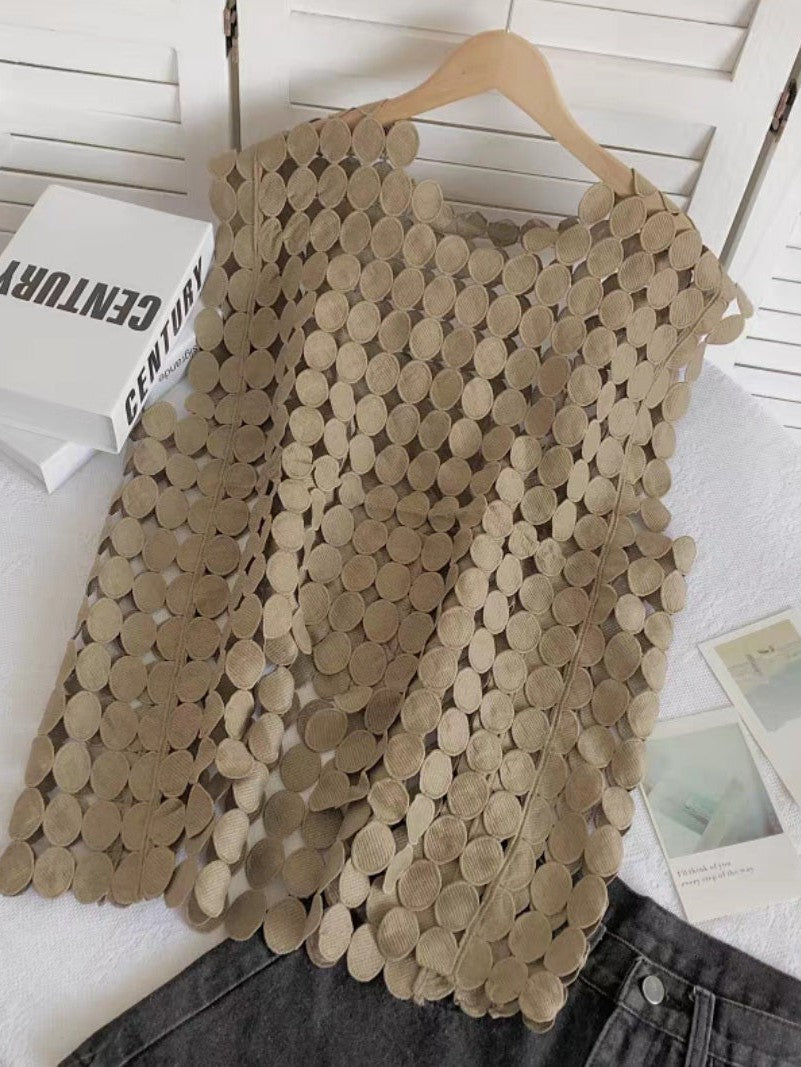 Coin Hollow CutOut Pattern Top