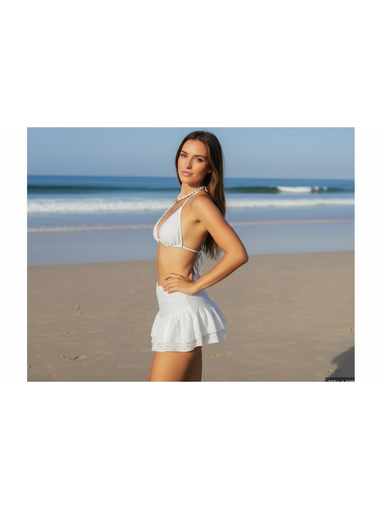 Isla eyelet halter co-ord set, white two-piece outfit by Exclusives on sale