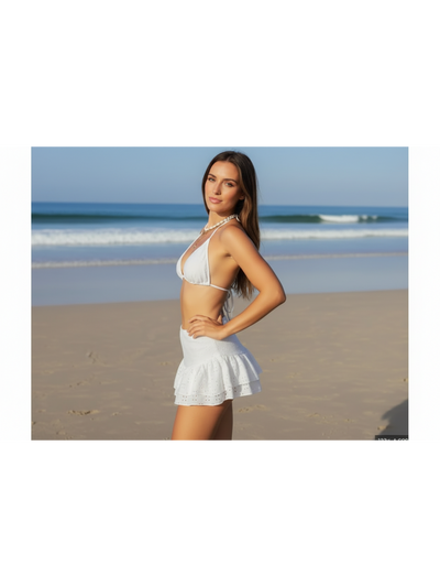 Isla eyelet halter co-ord set, white two-piece outfit by Exclusives on sale