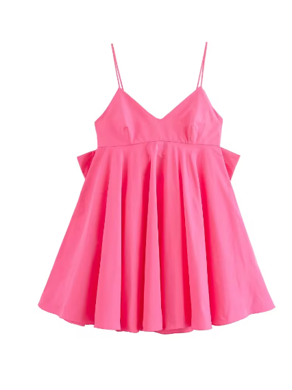Spaghetti Strap Bow knot V Neck Short Dress