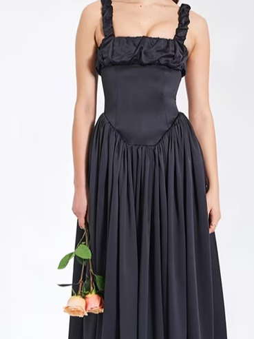 Ruched Flare Slit Maxi Dress