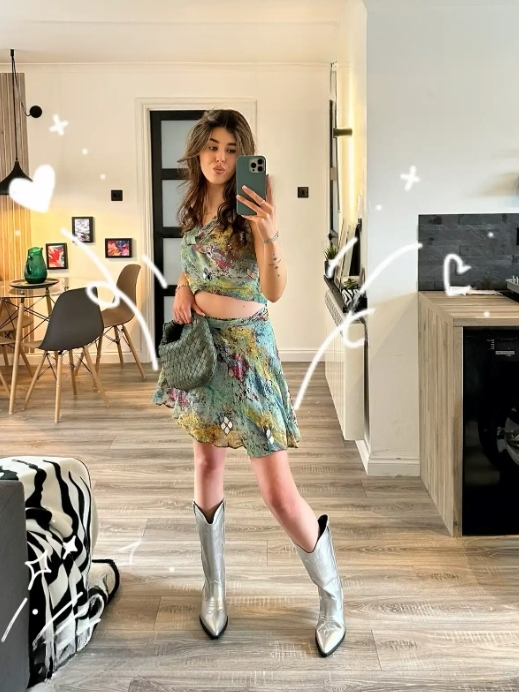 Tropical Print Crop Cowl Neck Top & Short Skirt Coord Set