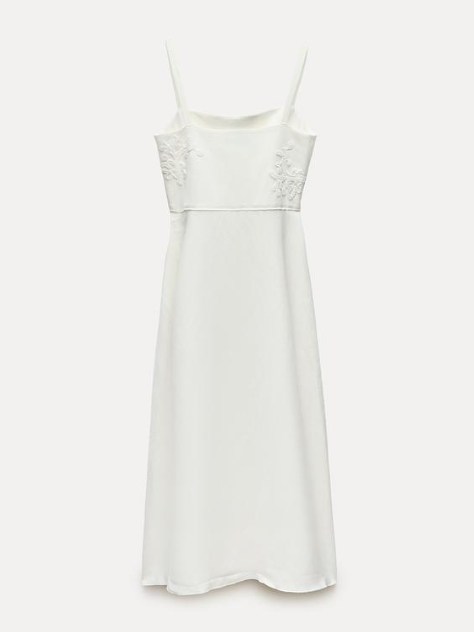 Spaghetti Strap Embroidred Midi Dress