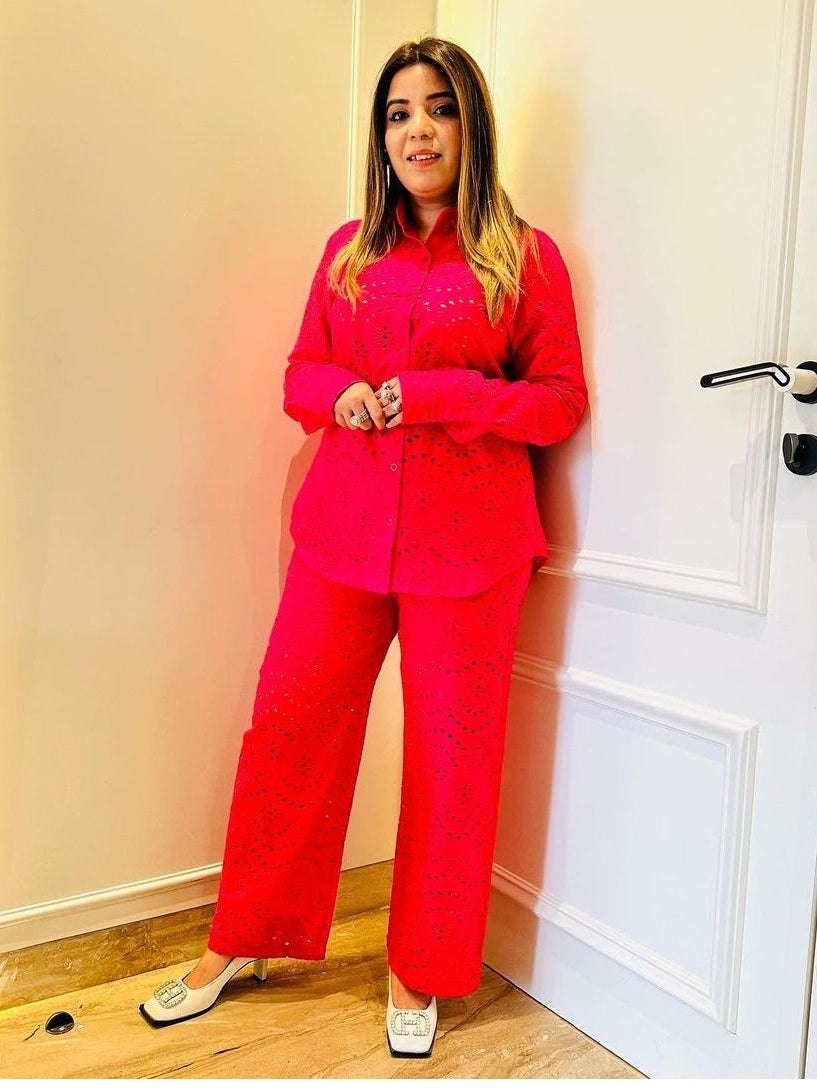 Chikan Shirt & Pants Coord Set