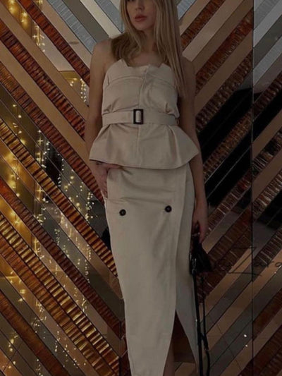 Bustier Belt Top & Skirt Coord Set