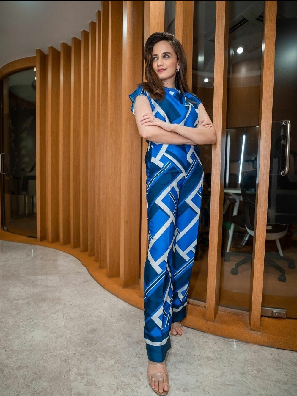 Sleeveless Print Top & Wide Leg Pants Coord Set