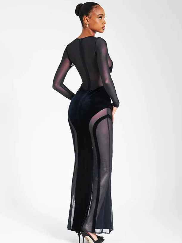 Long Sleeve Mesh Bralette See Through Sheath Dress Long Sleeve Mesh Bralette See Through Sheath Dress