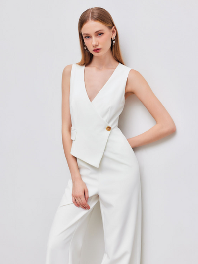 Asymmetric Sleeveless Vest Jumpsuit