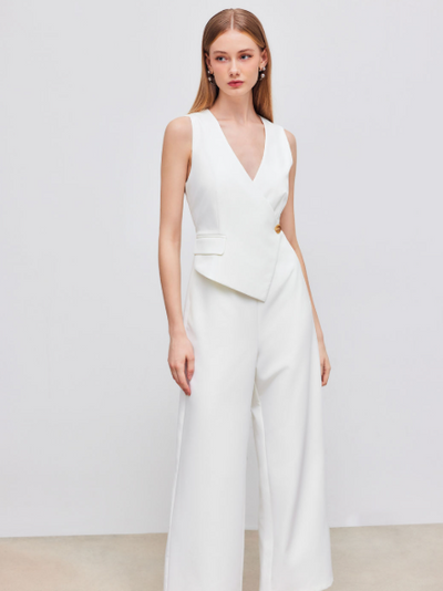 Asymmetric Sleeveless Vest Jumpsuit