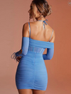 Long Lace-up Sleeves Corset Bodycon Dress