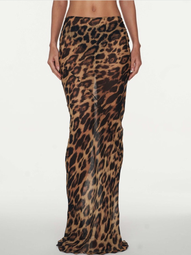 Animal Print Wrap Top & Skirt Coord Set