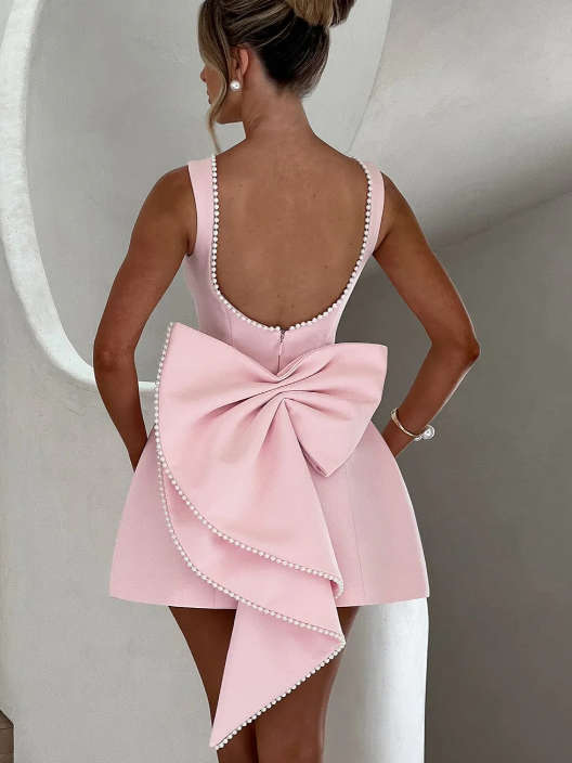 strapless open back dress Rose Pink Cotton Tiered Maxi Dress - Vacation Dresses main image 0