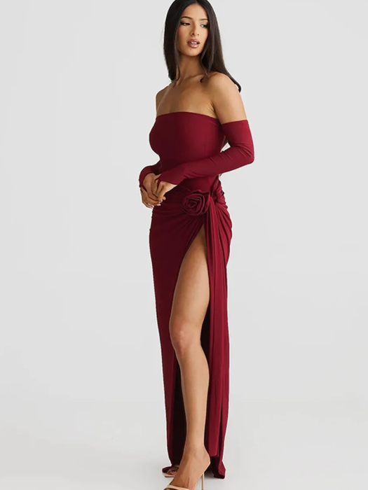 Tube Bodysuit & Floral Applique Wrap Skirt Coord Set