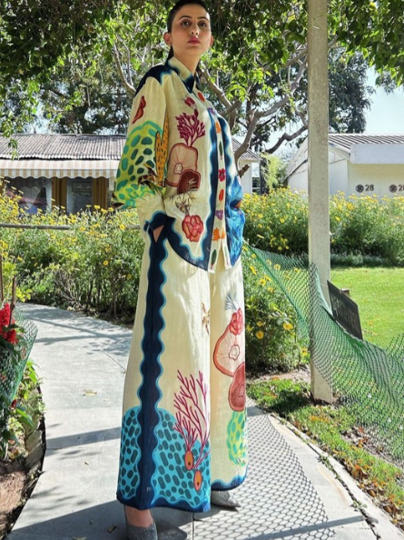 Mushroom Print Puff Sleeve Shirt & Pants Coord Set