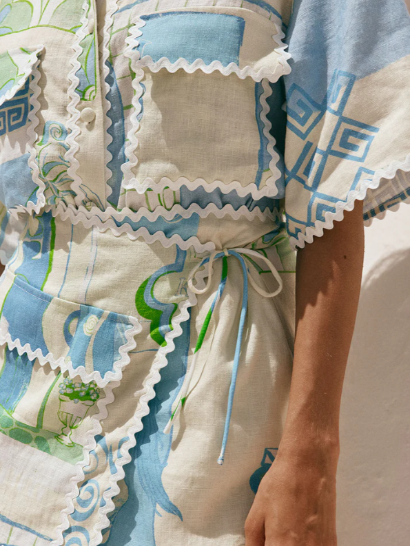 Horse Print Shirt & Wrap Skirt Coord Set