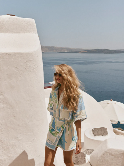 Horse Print Shirt & Wrap Skirt Coord Set