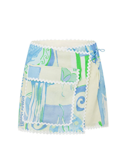 Horse Print Shirt & Wrap Skirt Coord Set