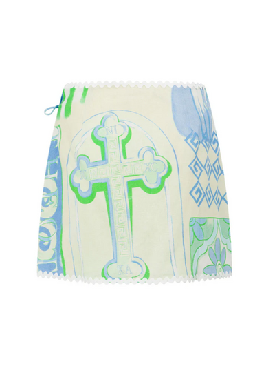 Horse Print Shirt & Wrap Skirt Coord Set