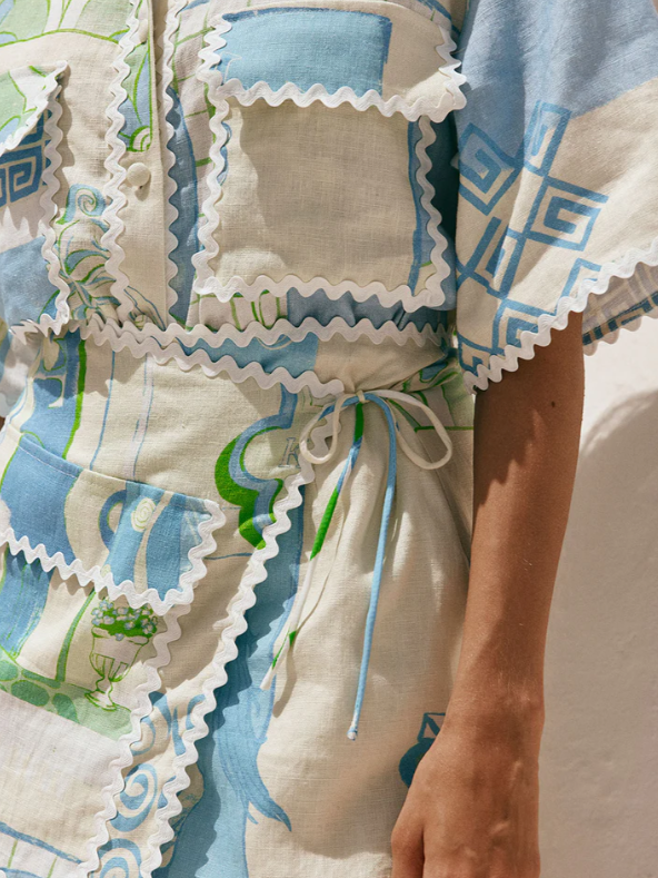 Horse Print Shirt & Wrap Skirt Coord Set