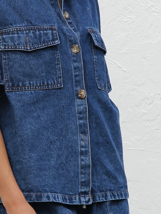 Cante Denim Shirt & Shorts Coord Set