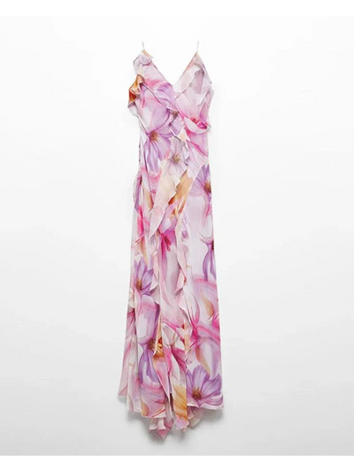 Floral Print Ruffle Frill Maxi Dress