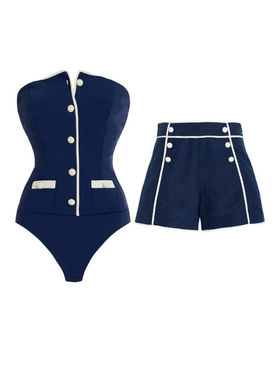 Vanera Bikini Tube Swimsuit Set With Shorts