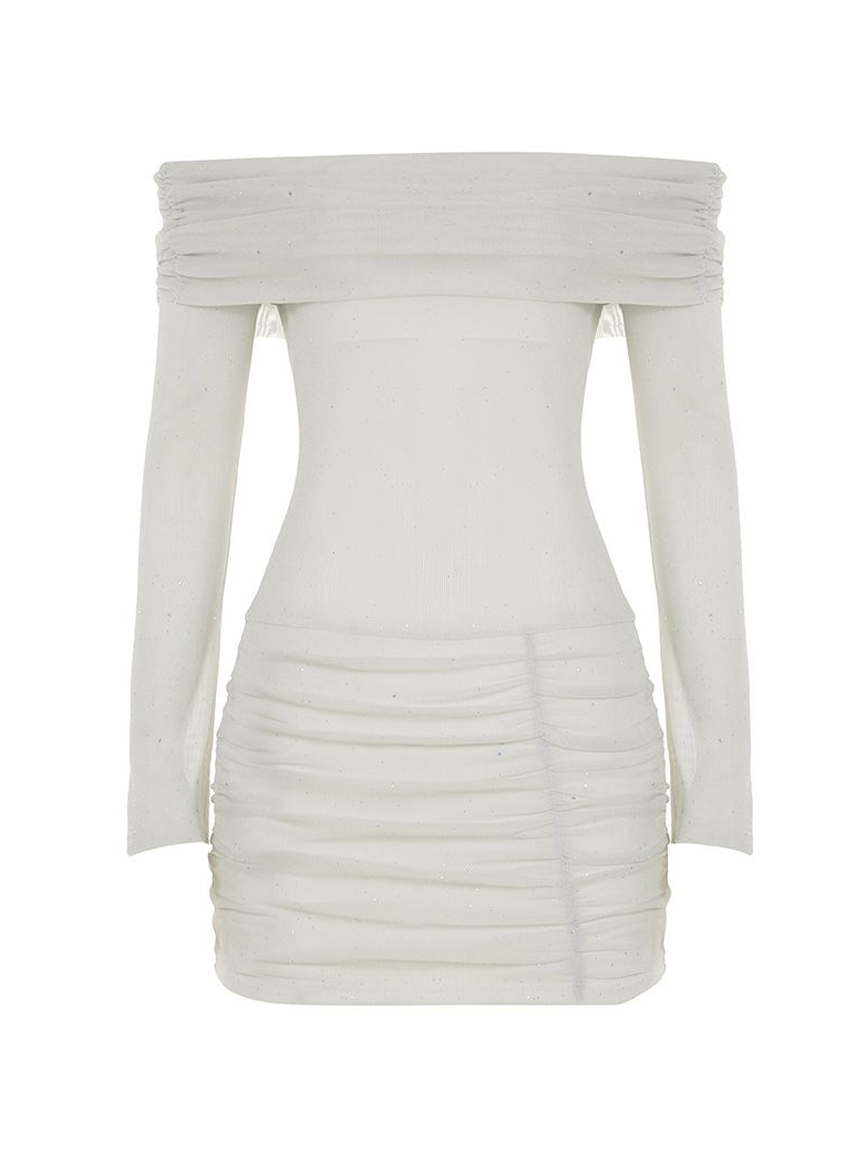 Off Shoulder Shimmer Short Dress