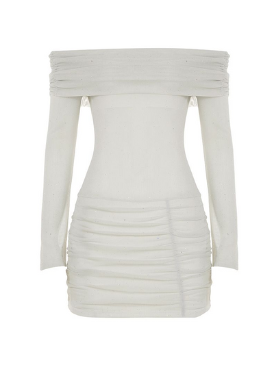 Off Shoulder Shimmer Short Dress
