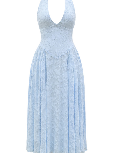 Jacquard Print Halterneck Maxi Dress