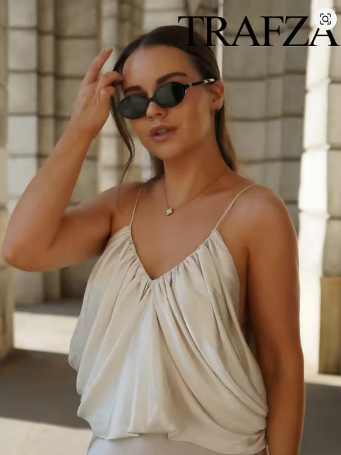 Spaghetti Strap Ruffle  Loose Top