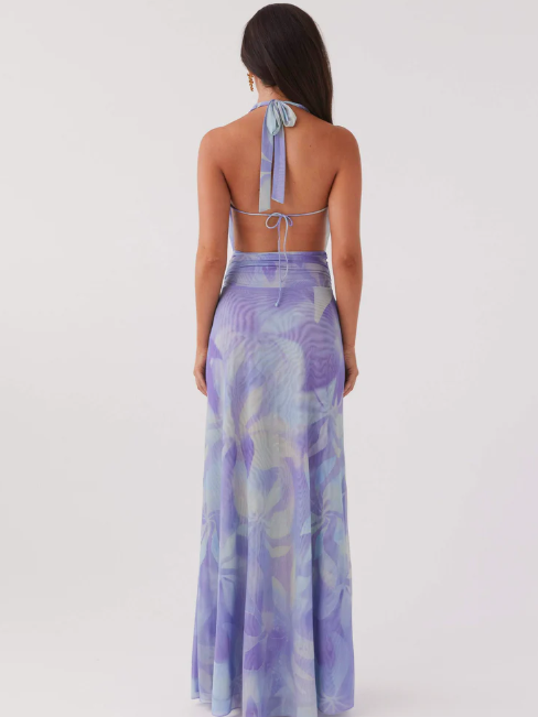 Norma Floral Print Halterneck Backless Maxi Dress
